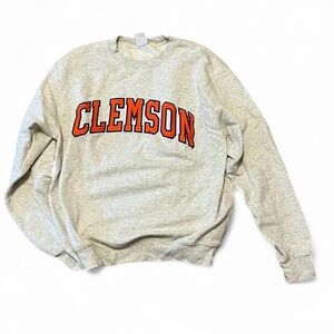 Champion Gray Crewneck Sweater with Orange Print